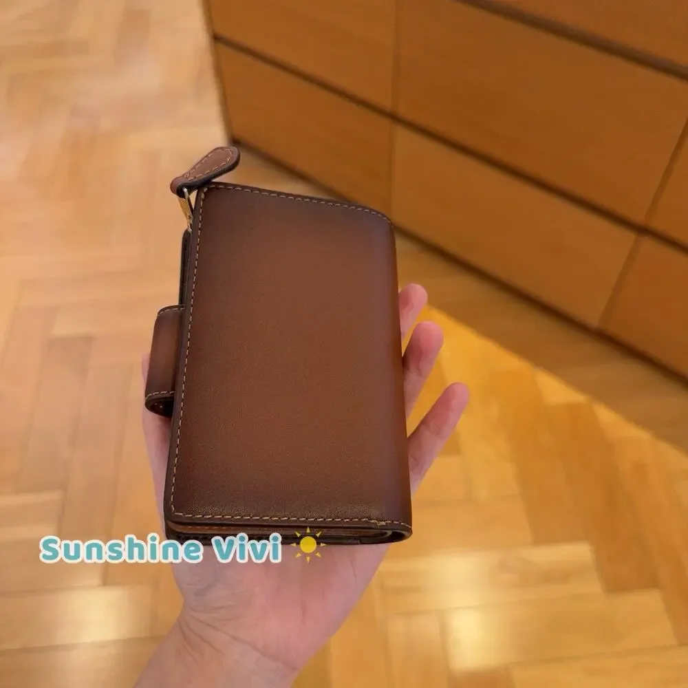 NWT Coach Medium Corner Zip Wallet CEC27 smooth leather/Gold/Redwood - Picture 3 of 4